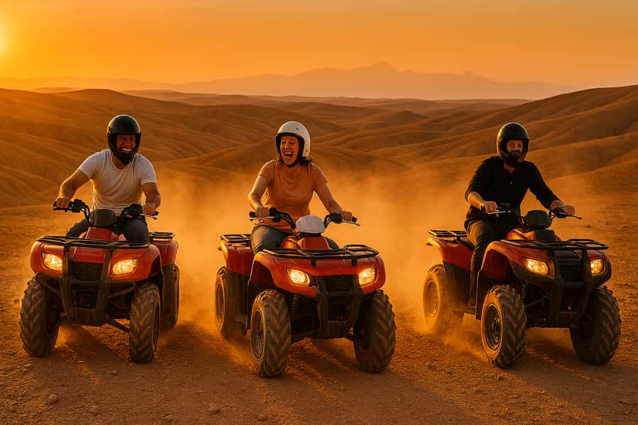 Agafay tour Quade Bike, Sunset and Romantic Dinner Show - A short camel ride as night arrives