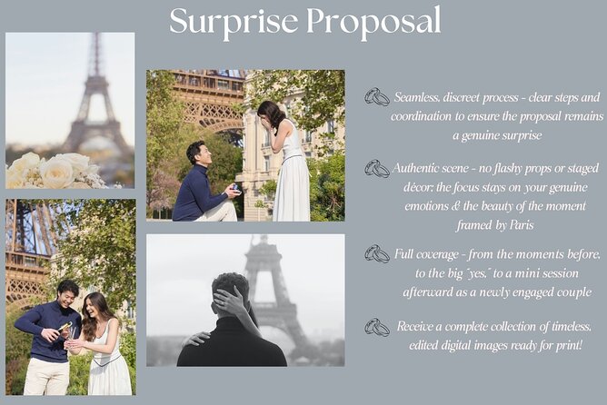 Eiffel Tower Surprise Proposal Engagement - Capturing the reaction, not just the ring