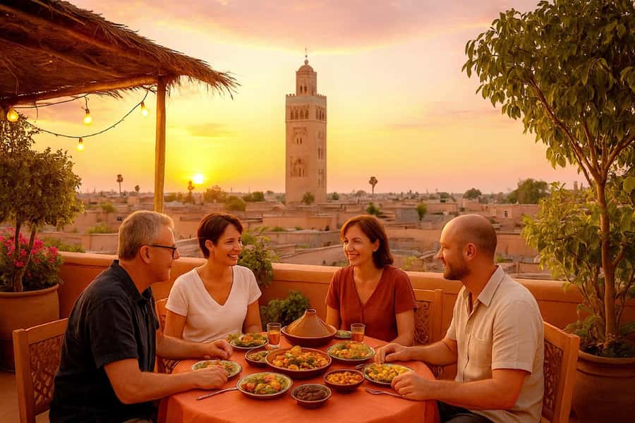 From Marrakech: Rooftop Dinner & Romantic Medina Views - Sunset views over the medina