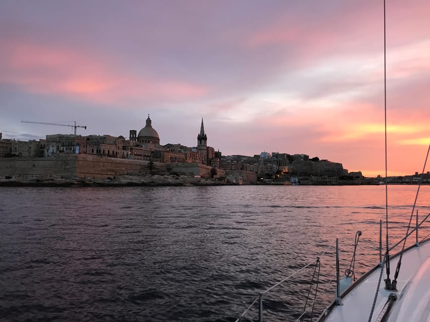 From Valletta: Romantic Sunset Cruise on a Sailing Yacht - Manoel Island, dinner, and the night sky