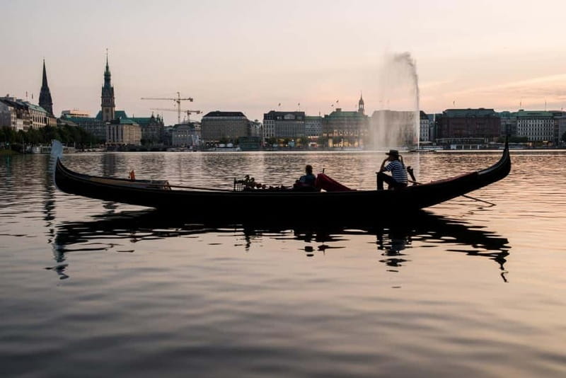 Hamburg Alster Lake romantic Tour in a Real Venetian Gondola - Alsterarkaden reflections and the first city views