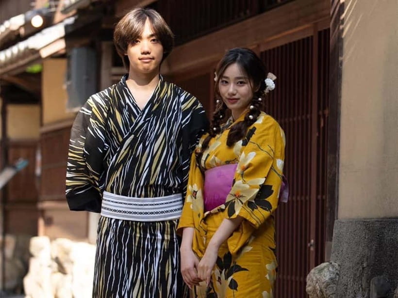 Kyoto Kimono Rental mimosa |Kimono/Yukata Rental Couple Plan - A simple day from 8:00 to 19:00