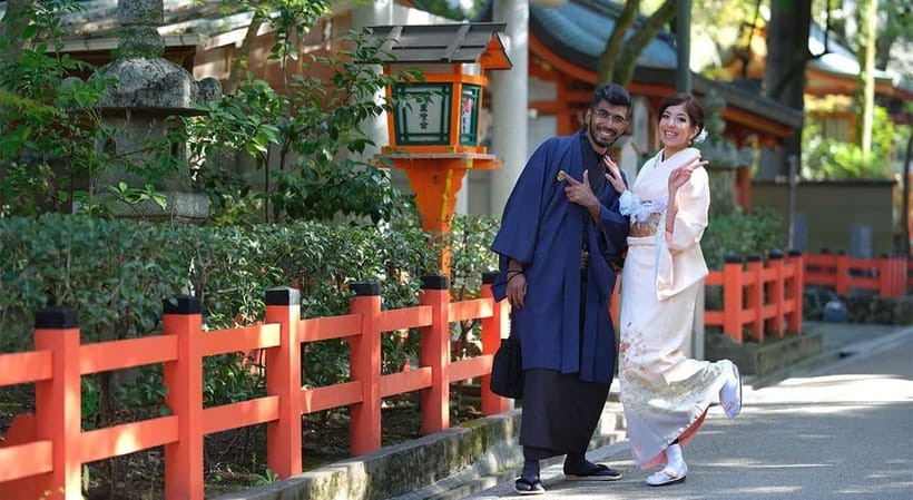 Kyoto Kimono Rental mimosa |Kimono/Yukata Rental Couple Plan - Walking to Kiyomizu Temple in traditional dress