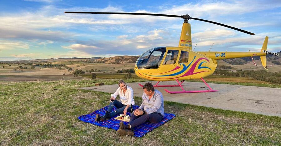 Lyndoch: Barossa Valley Helicopter Flight & Romantic Picnic - Landing on the private hill in Hoffnungsthal Valley