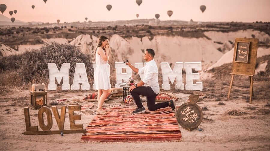 Marriage Proposal Surprise & Engagement in Cappadocia - The proposal setup and celebration details