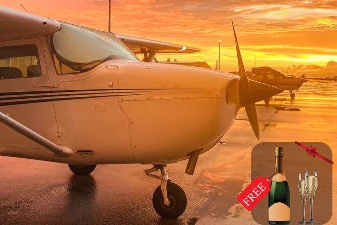 Miami Beach: Romantic Sunset Private Airplane Tour with Champagne - Price and value at $149 per person