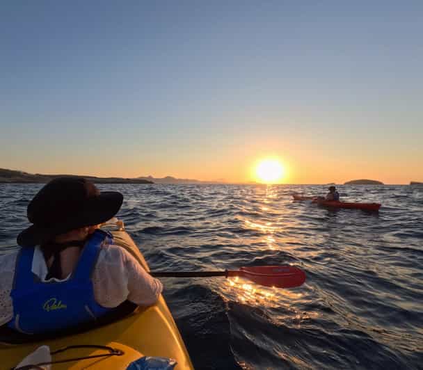 Milos: Romantic Semi Private Sunset Kayaking Tours - Paddling toward the Papafragas Caves