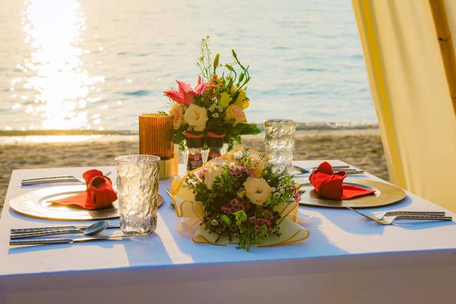 Phuket: Romantic Dinner on Cape Panwa Beach - The sunset table and romantic decorations
