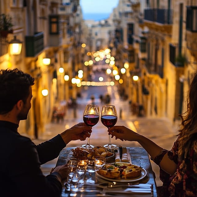 Romantic Italian Cuisine Dinner in Valletta - A romantic table on Valletta’s stone steps