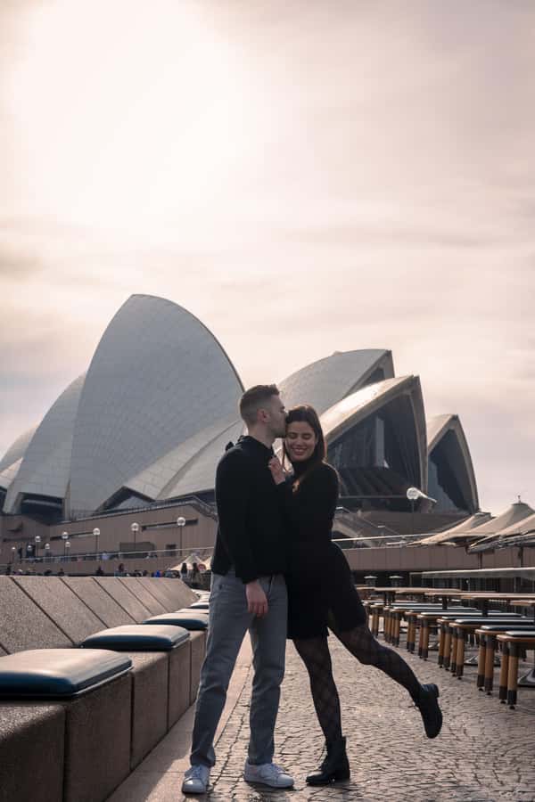 Romantic photoshoot for couples in Sydney - Starting at 93 George Street beside Zia Pina Pizza