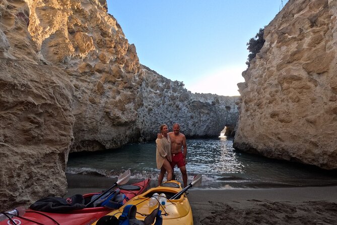 Romantic Sunset Kayaking Tour in Papafragas Cave, Milos - Entering the Papafragas caves