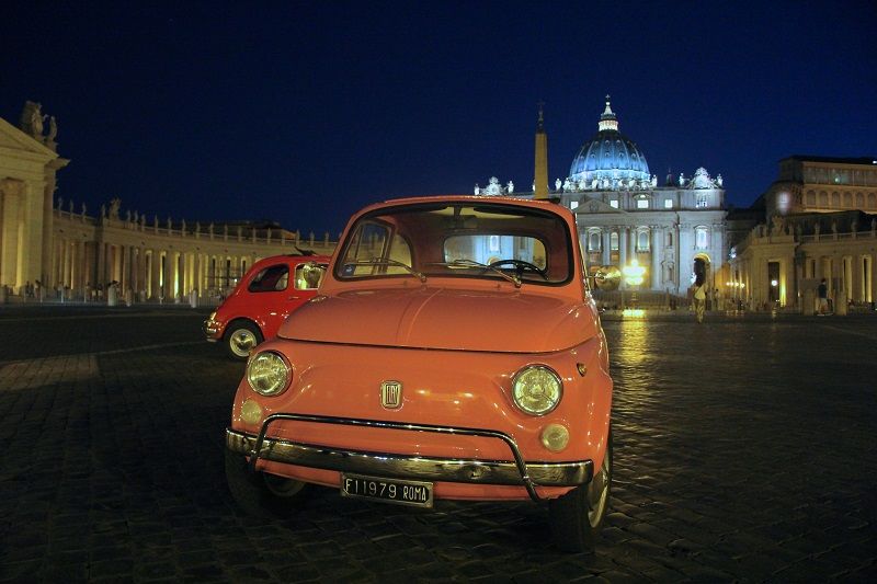 Rome: Romantic Night Tour by Classic Fiat 500 - Leaving Via Labicana beside the Colosseum