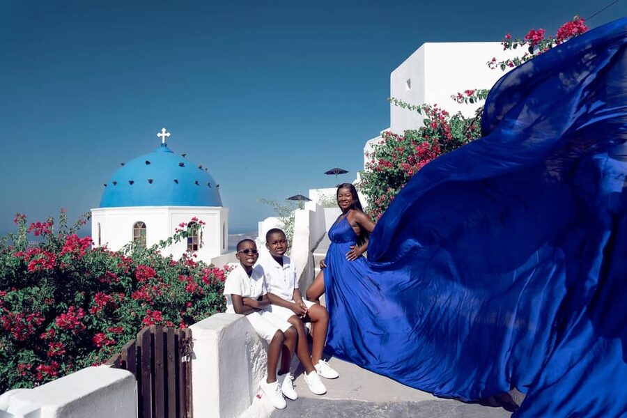 Santorini: Proposal Photoshoot l Private Entry to blue Dome - Why this works for a Santorini proposal