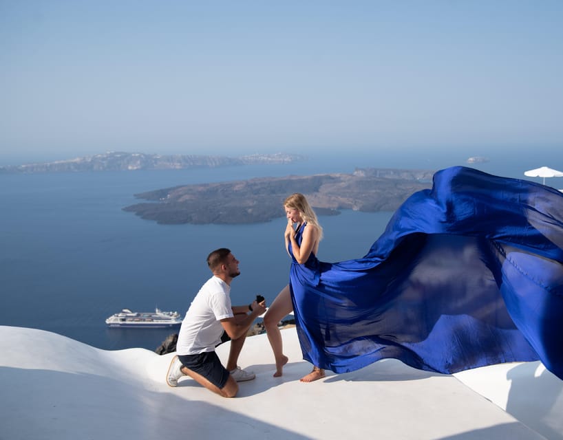 Santorini: Proposal Photoshoot l Private Entry to blue Dome - Oia provides the main setting