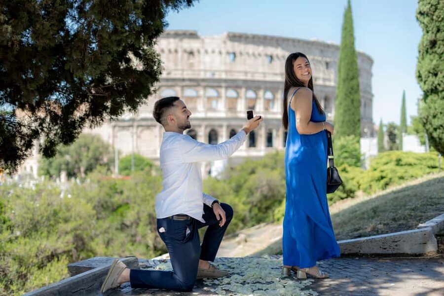 Secret Proposal Photoshoot in Rome + Reel - The Proposal and Photo Stop at Giardinetto del Monte Oppio