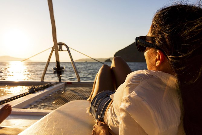 Shared Catamaran Romantic Sunset Cruise from Santorini via Volcano - Greek food, wine, and an open bar onboard