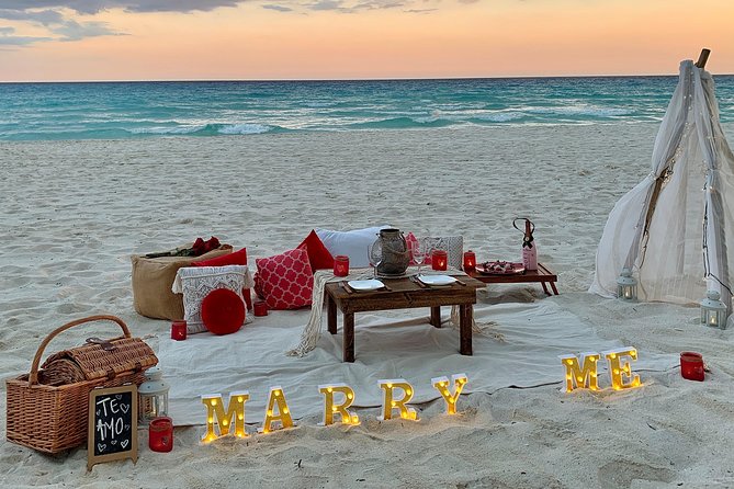 Sunset Beach Proposal - The candlelit picnic and the beach setting