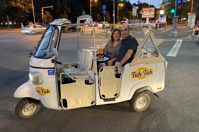 Tuk Tuk Bucharest Romantic Tour with miniBAR - Starting by the National Bank of Romania