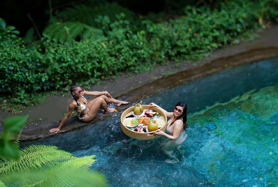 Ubud: Floating Breakfast, Jungle Swing & Spa Romantic Tour - Walking through Ubud’s rice country