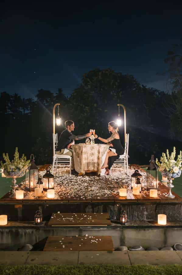 Ubud: Romantic Floating Dinner Under the Stars - Arriving at the floating deck at 7:00 PM