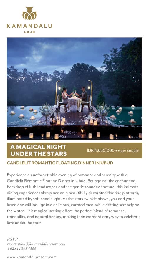 Ubud: Romantic Floating Dinner Under the Stars - Foie gras with star fruit and grape wine sauce