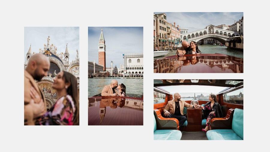 Venice: Elegant couple photos on your vacation - Walking from St. Mark’s Square toward Rialto Bridge